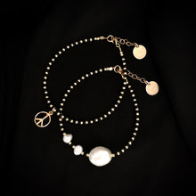 Load image into Gallery viewer, Peace out - Black and Gold bracelet