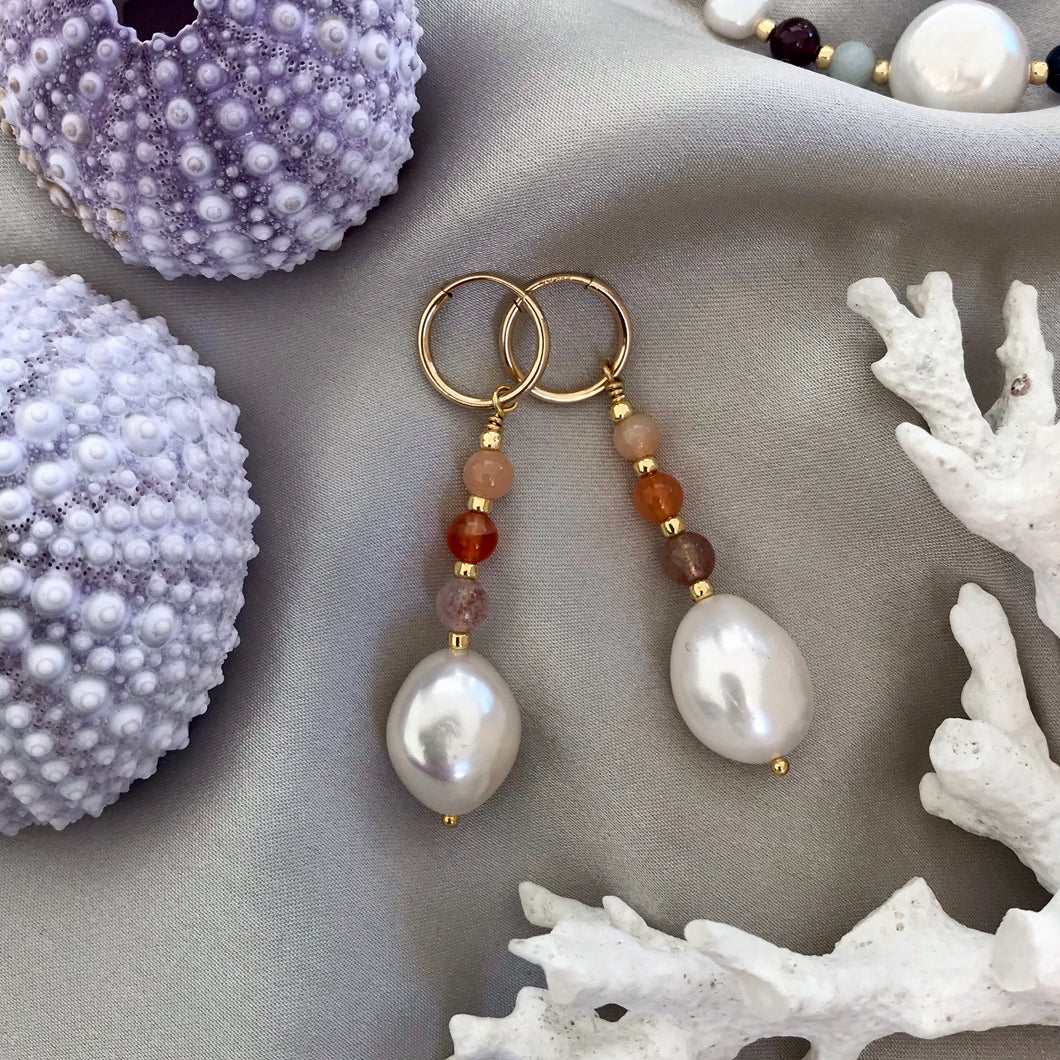 Baroque freshwater pearls and sparkling gemstones